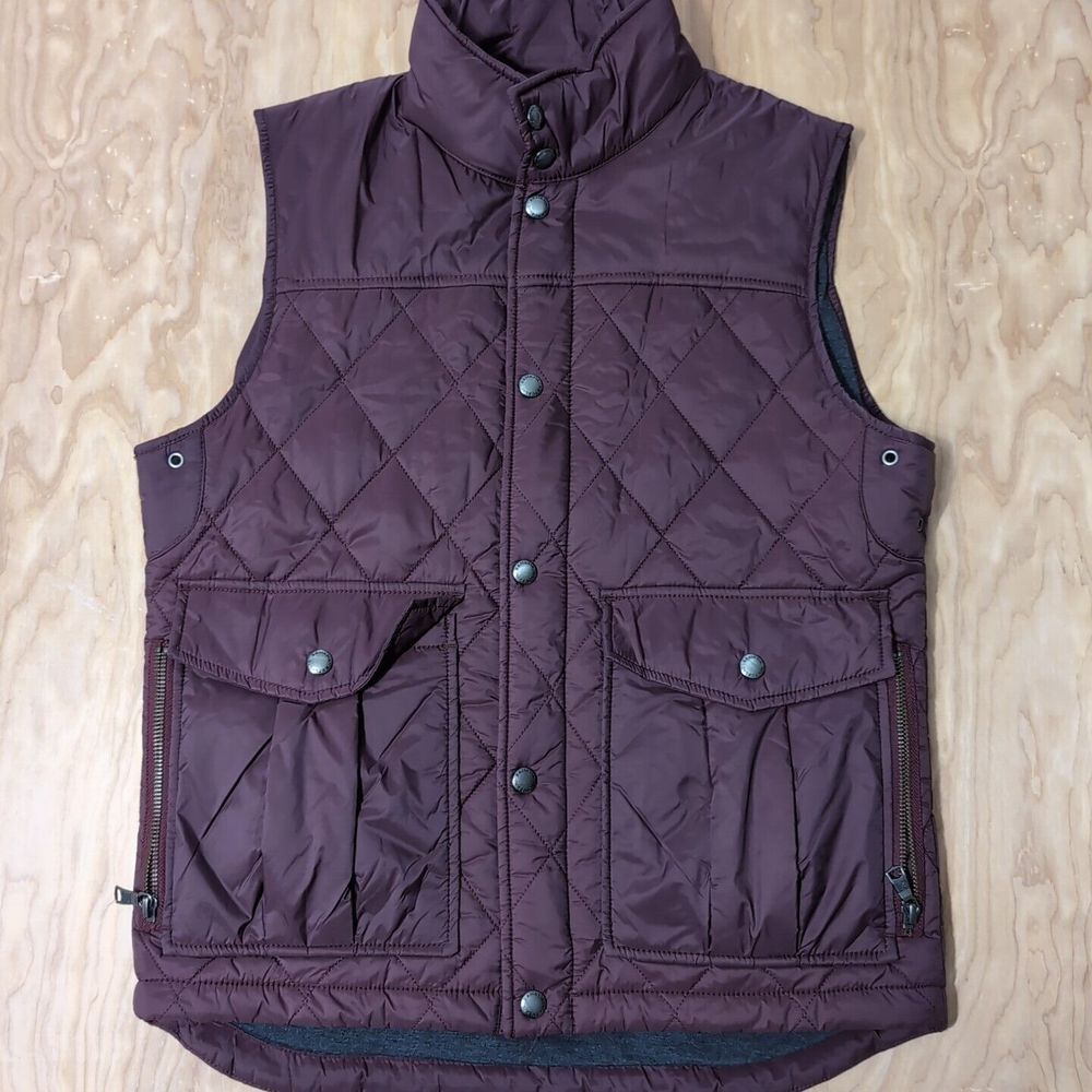 Banana Republic Women's Quilted Eggplant Purple Vest Sm Full Zip Premium Nylon